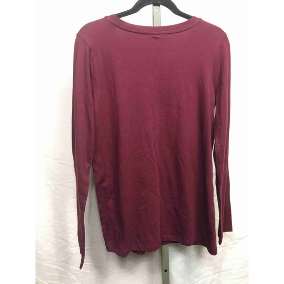 Zenana Outfitters Long Sleeve V Neck Burgundy Top Women's L - Picture 2 of 4